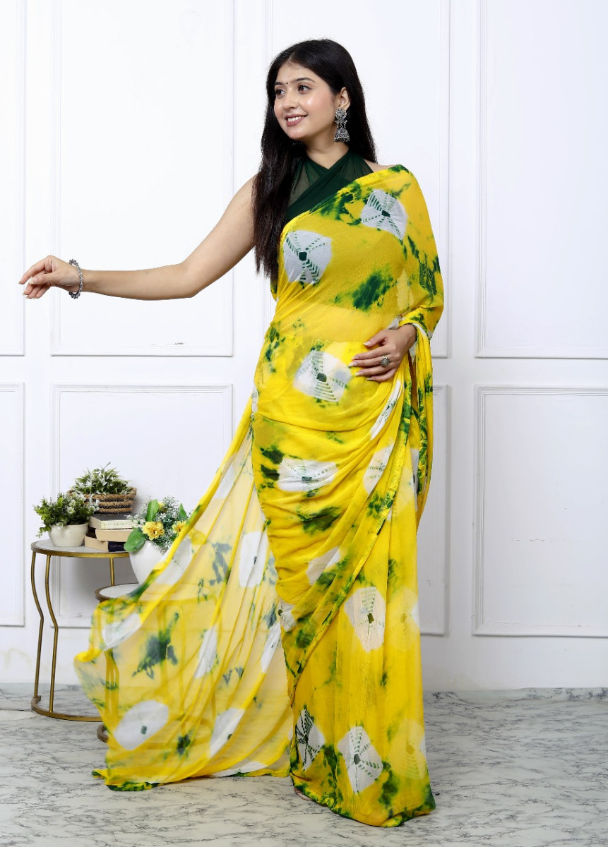 Pure Chiffon Trendy Checked bandhini Chiffon Sarees For Women