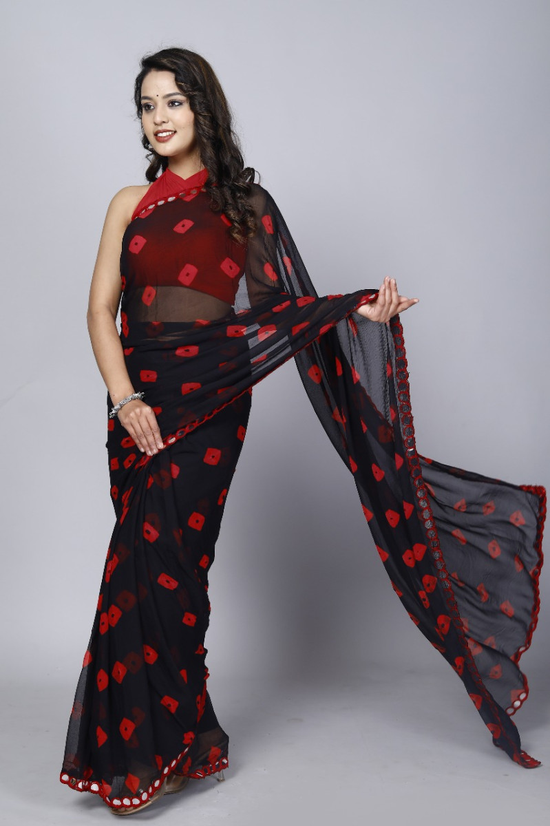 Pure Chiffon Trendy Mirror Work saree Chiffon Sarees For Women