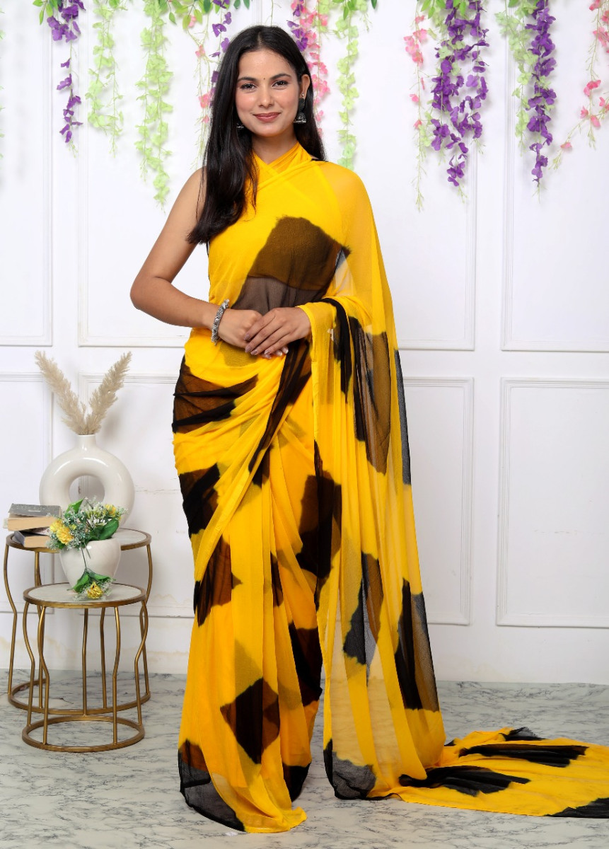 Pure Chiffon Check Leheriya Saree for Women – Trendy Jaipuri Printed Saree for Wedding, Party & Festive Wear | Summer Bollywood Style Designer Saree | 