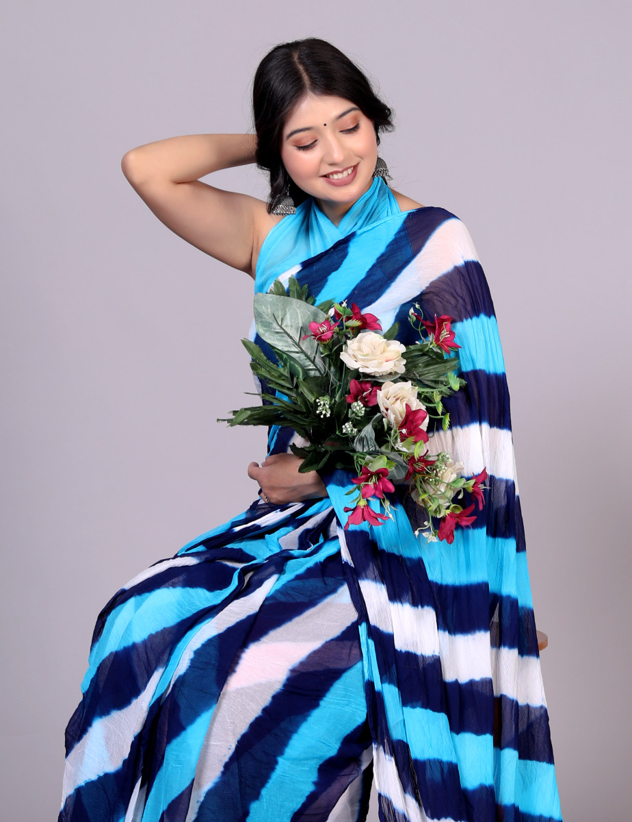 Jaipuri Leheriya Printed Pure Chiffon saree For Women