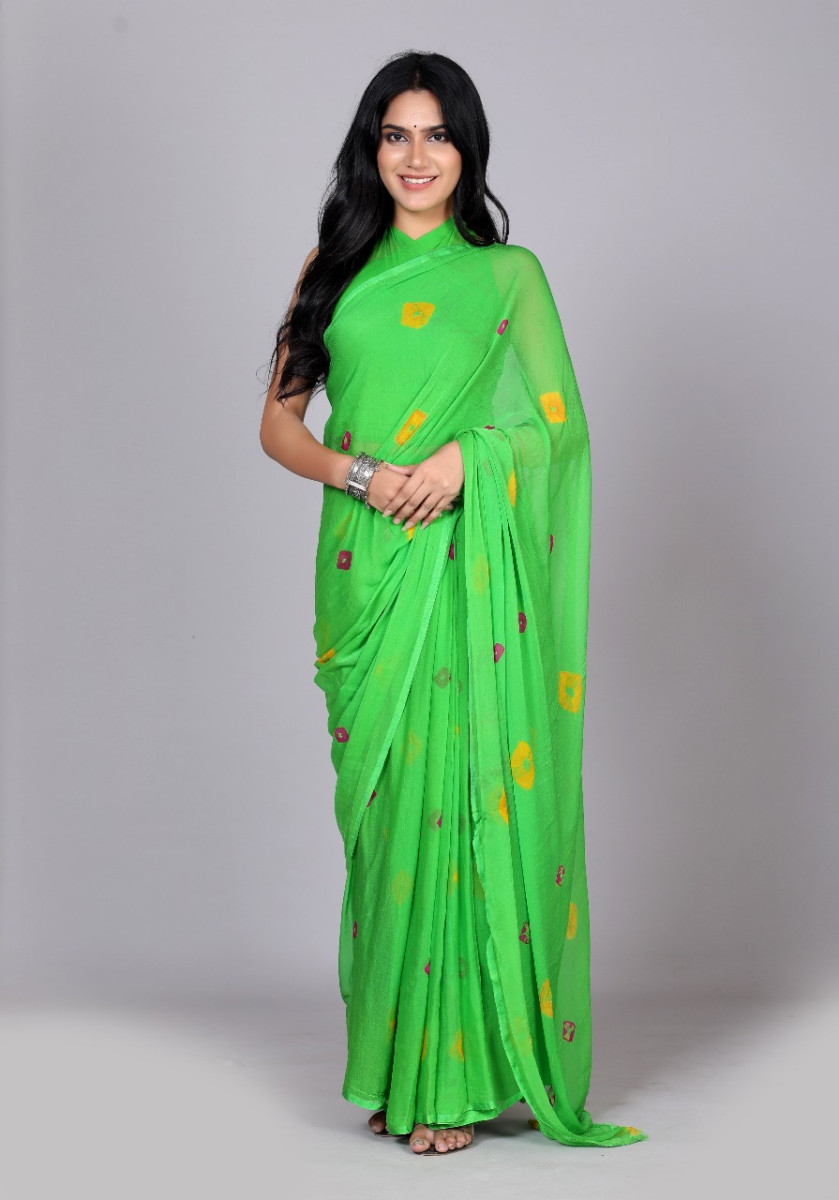Trendy Chiffon Printed  Printed Bandhini  Sarees For Women