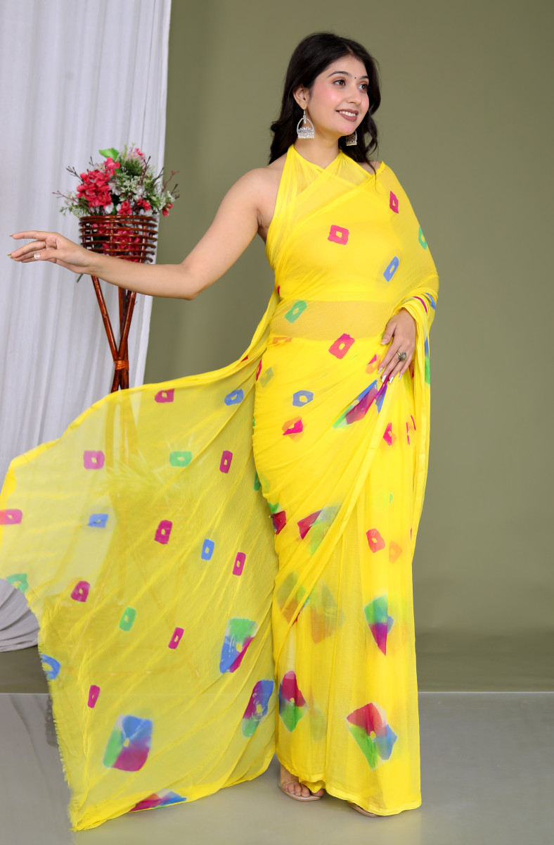 Pure Chiffon Trendy Bandhini saree Chiffon Sarees For Women