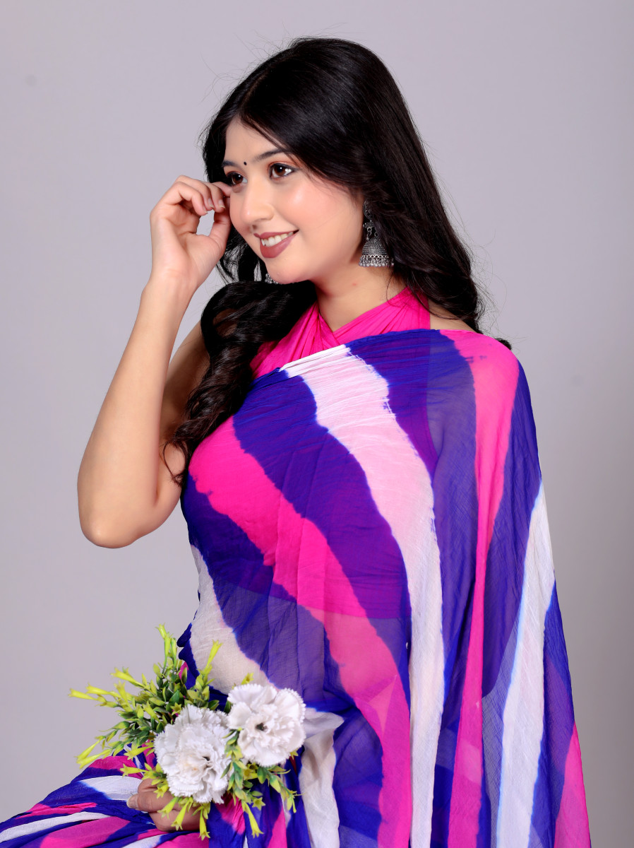 Jaipuri Leheriya Printed Pure Chiffon saree For Women