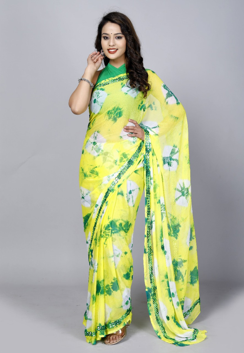 Pure Chiffon Trendy Mirror Work saree Chiffon Sarees For Women