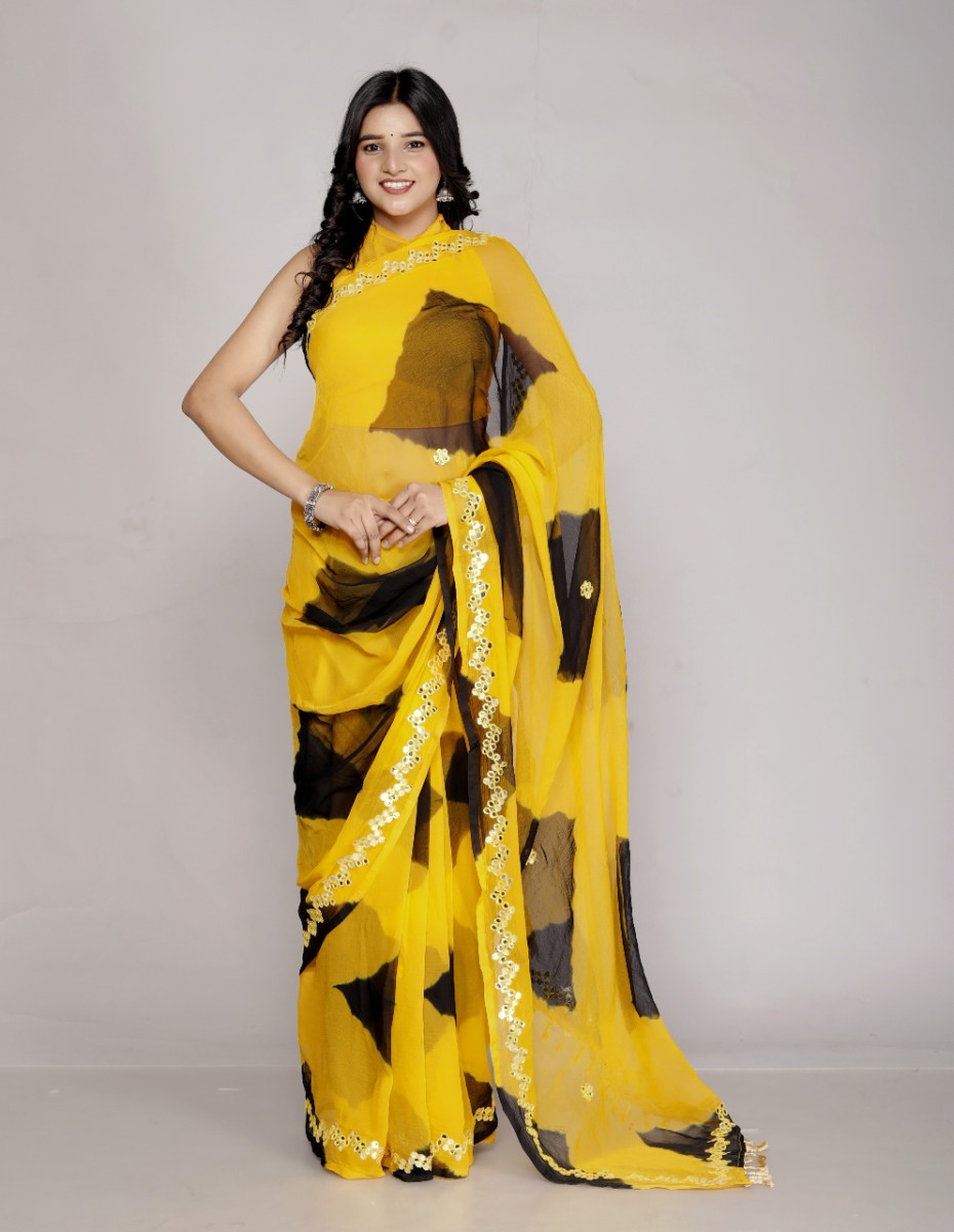 Chiffon Sarees for Women – Bandhani saree, Printed & Wedding Party Wear saree | Latest 2025 saree Collection, Green saree , Designer Saree For Wedding,, Perfect Sarees For Women Wedding , Sarees For F