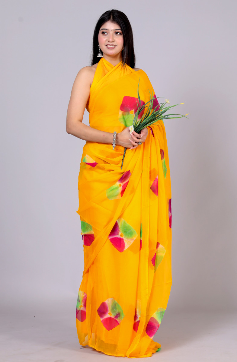 Bandhani Printed Chiffon Printed  sarees For Women