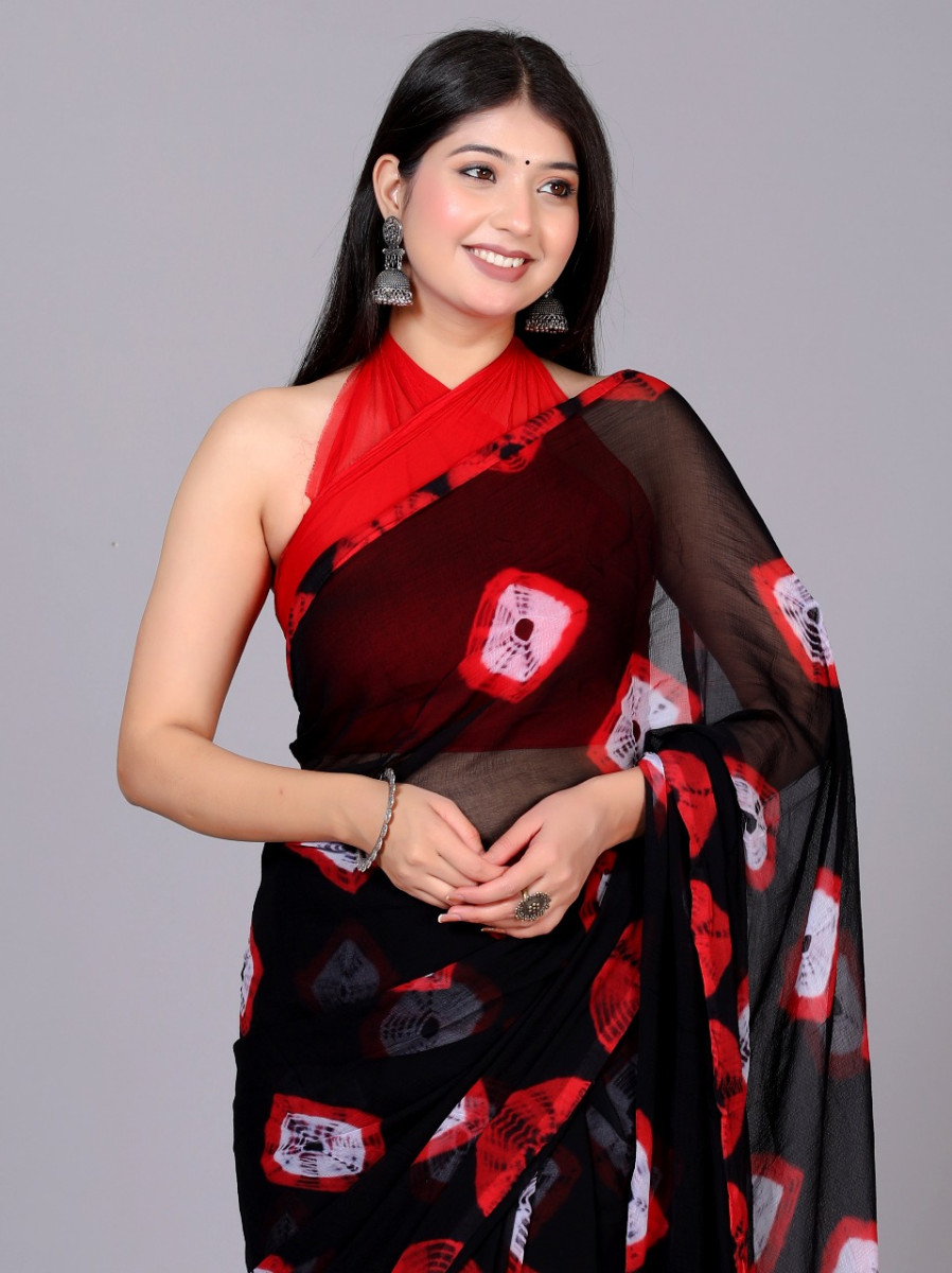 Pure Chiffon Trendy bandhini Chiffon Sarees For Women