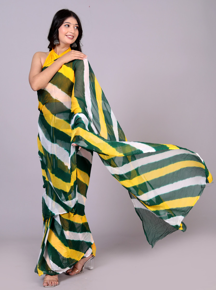 Jaipuri Leheriya Printed Pure Chiffon saree For Women