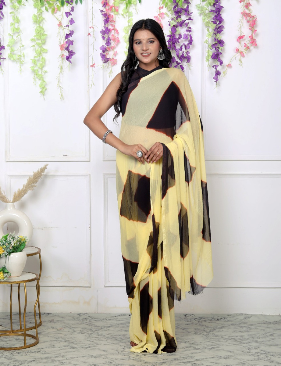 Pure Chiffon Check Leheriya Saree for Women – Trendy Jaipuri Printed Saree for Wedding, Party & Festive Wear | Summer Bollywood Style Designer Saree | 